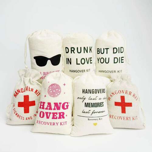 红十字宿醉工具包 棉麻布急救包装袋paty礼品袋hangover Kit Bags