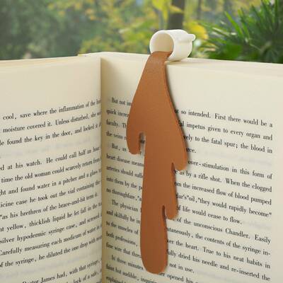 Spilled Coffee Bookmark创意咖啡杯书签皮革PU洒了的咖啡书签