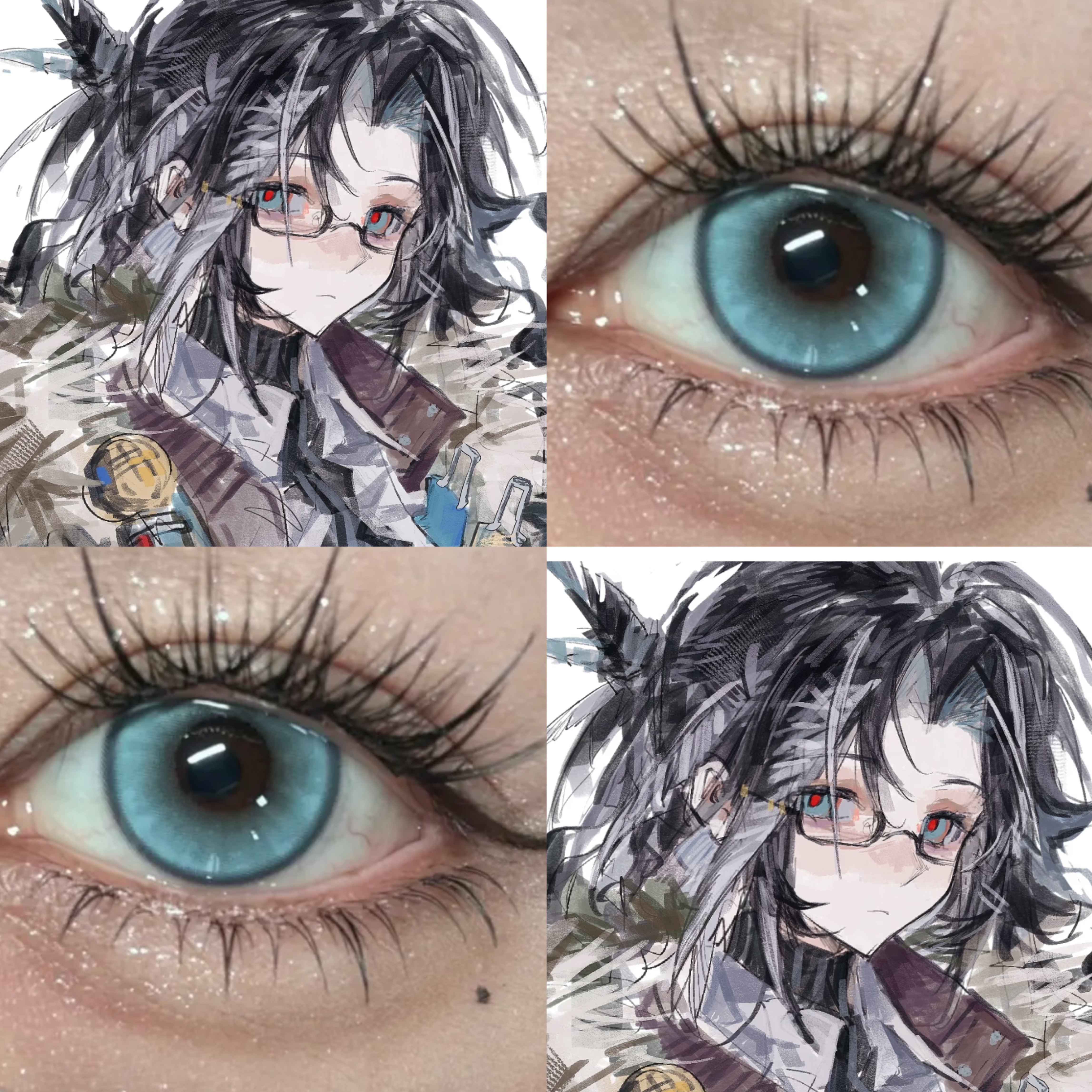 冬时cos美瞳蓝灰色日抛明日方舟蓝光魔咒草系绿香草绿香草绿显ah