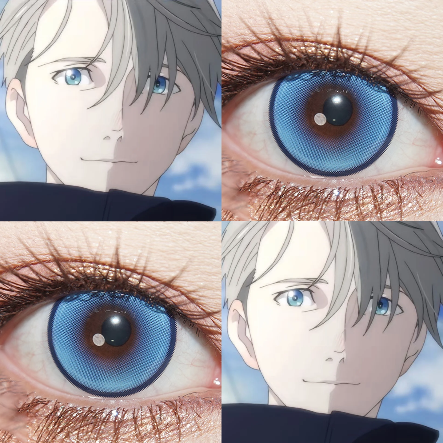 维克托美瞳cos日半年抛蓝绿色冰上的尤里赛博冰种冰砂糖蓝舒bs