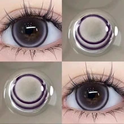 可拉拉美瞳紫上热搜半年抛两片装高光紫色大小直径隐形眼镜6tb