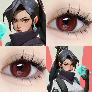 贤者魏玲莹cos美瞳红色半年抛大直径无畏契约瓦罗兰特隐形眼镜8ST