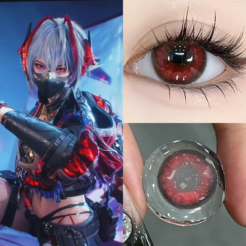 三角洲行动麦晓雯美瞳半年抛红色大直径漫展显色维什隐形眼镜8tb