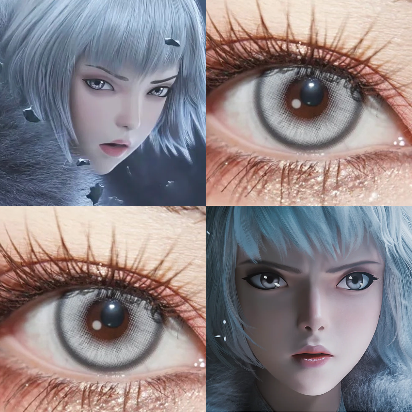 白月魁美瞳cos日半年抛灵笼星辰泪灰云舞灰光晕灰雾色冷灰栋bs