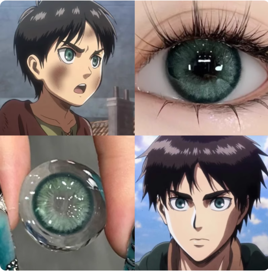 艾伦耶格尔COS美瞳进击的巨人艾伦半年抛两片装绿色隐形眼镜6tb