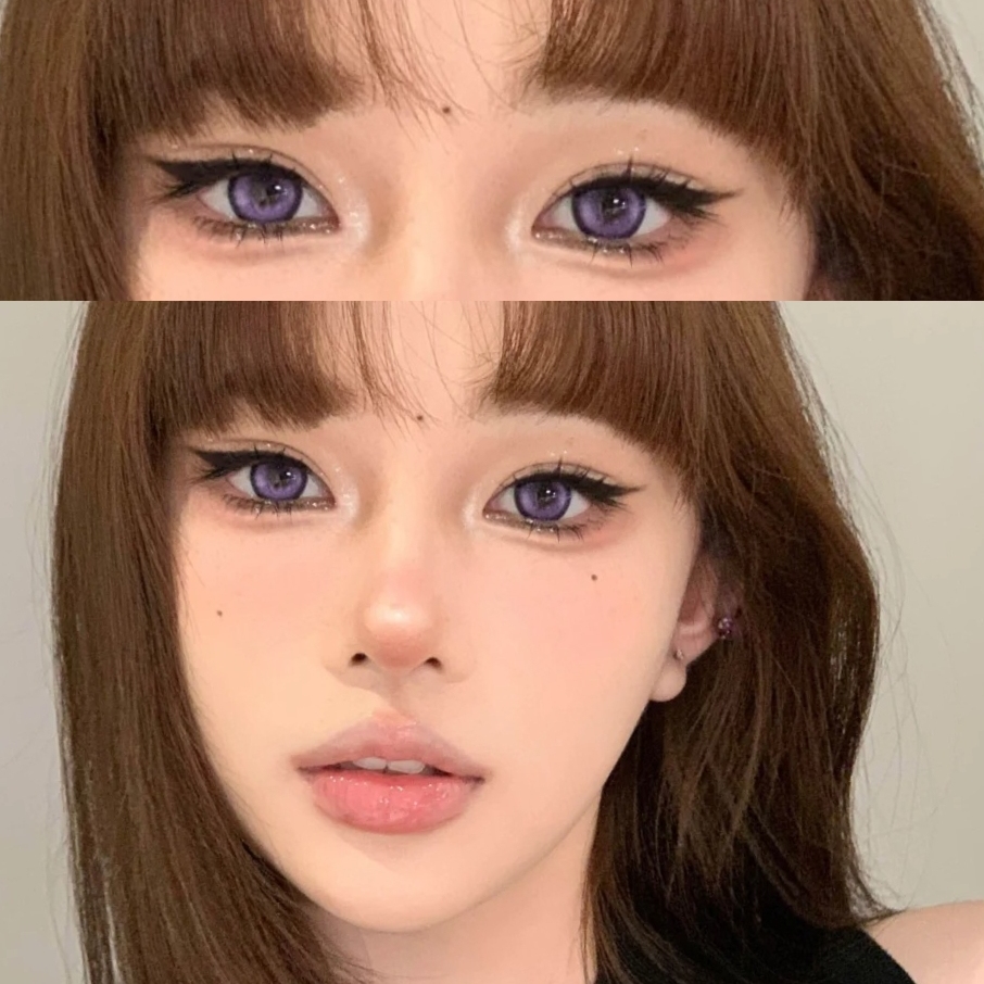 水水紫晶美瞳大小直径半年抛2片装紫色扩瞳cos显色隐形眼镜6tb