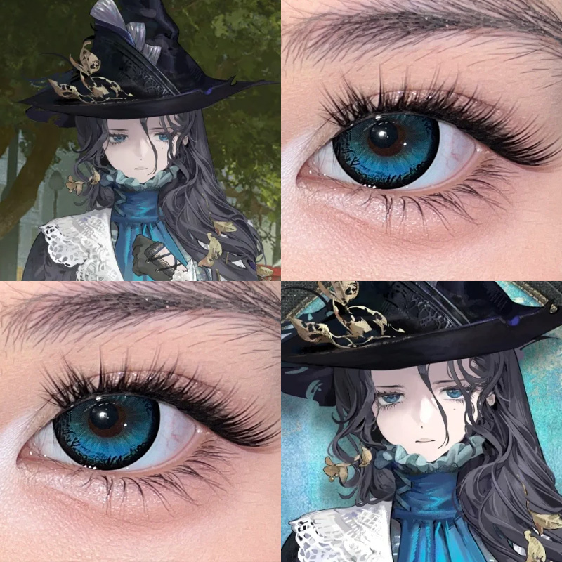 重返未来1999笃笃骨cos美瞳果冻海蓝色青龙秘境水月青显色日抛AH