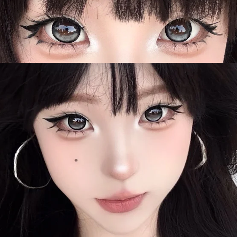 感应娃娃美瞳半年抛两片大直径黑色粗锁边扩瞳芭比妆隐形眼镜6tb