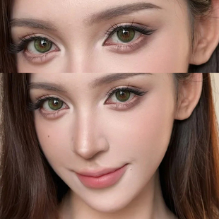 青涩橄榄美瞳半年抛混血大直径绿色显色隐形眼镜正品官网旗舰5tb