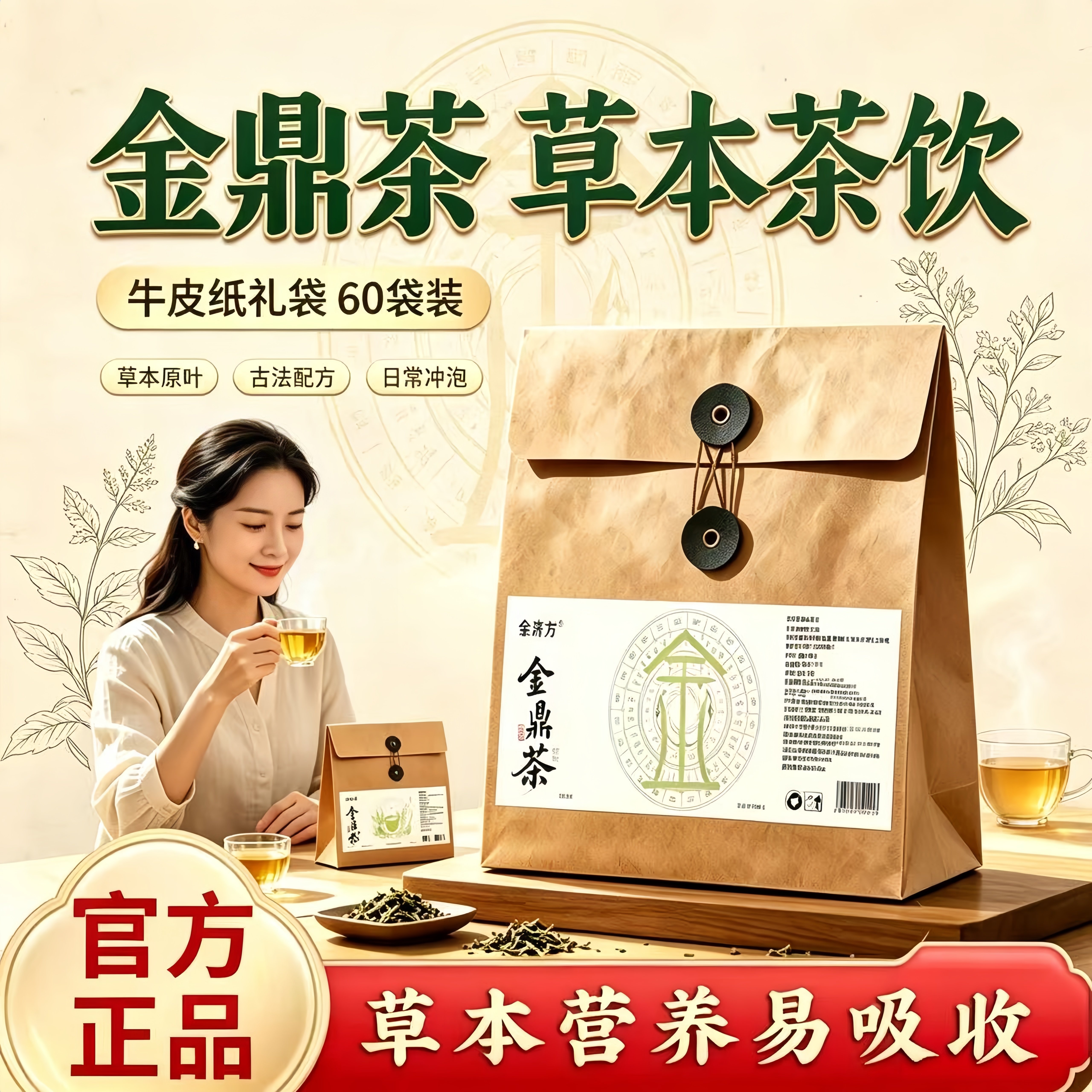 仙料金仙茶五行金鼎茶草本茶饮60袋装独立小包养生茶官方正品3BH