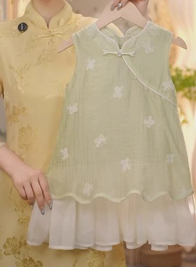 现货【碧瑶】SC431女童夏季新中式蝴蝶刺绣2025新款国风旗袍裙