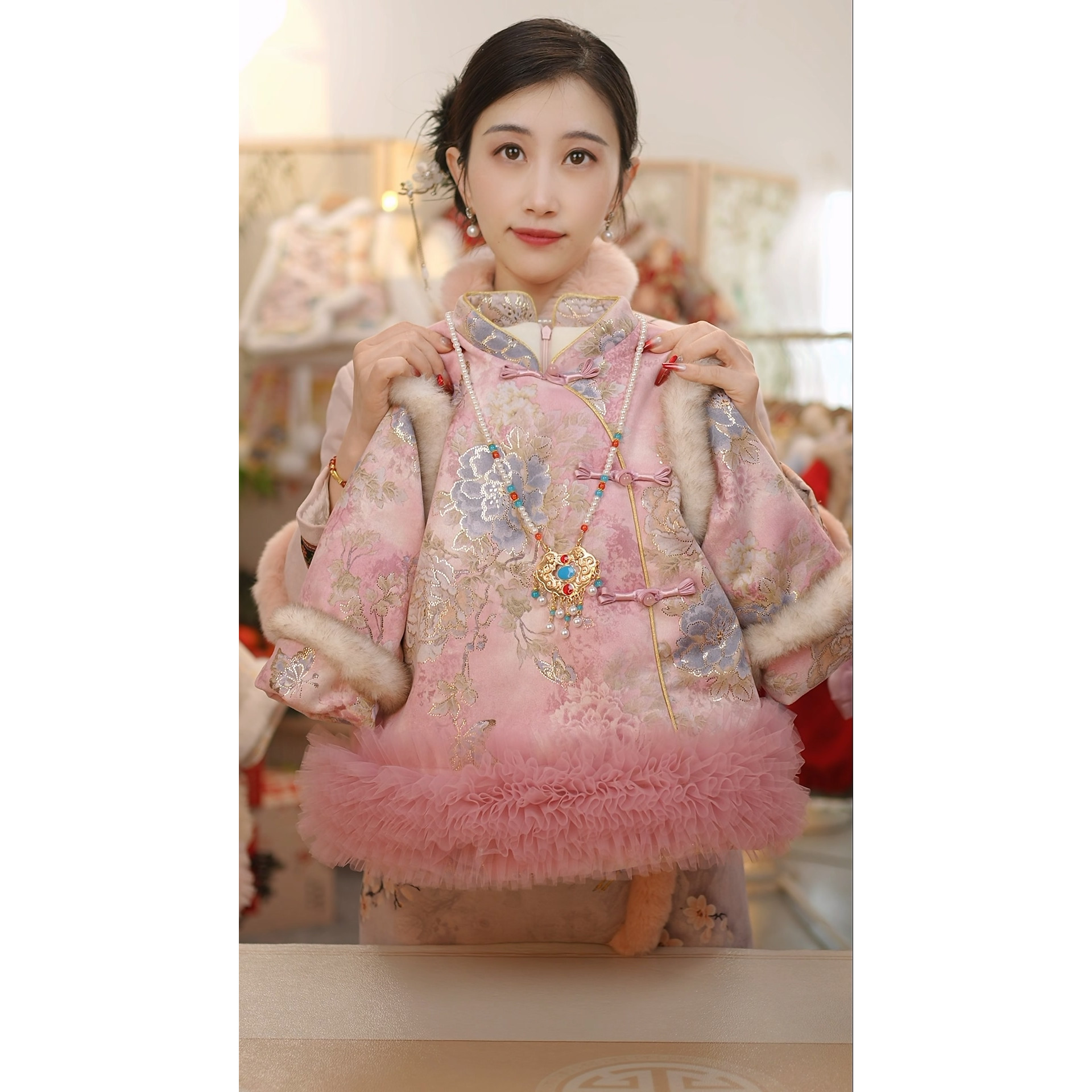 现货【桃夭】不带挂饰GF084女童冬季国风加绒夹棉旗袍儿童拜年服