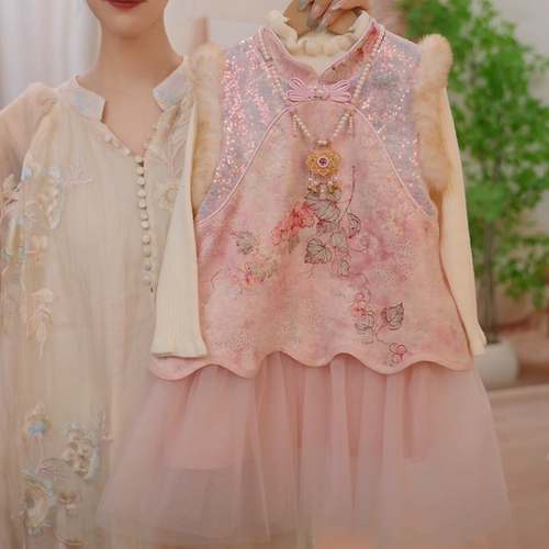 现货【红葡萄】CK012女童夏季新中式国风旗袍裙