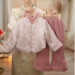 国风套装 现货 加绒加厚外套喇叭裤 SC602女童2025冬款 蝶舞