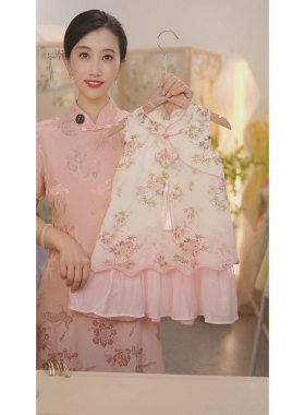 【桃花恋】SC482女童夏季新中式蝴蝶桃花2025新款国风旗袍裙