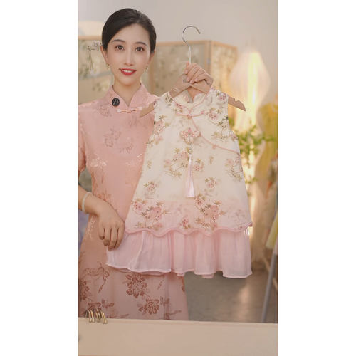 【桃花恋】SC482女童夏季新中式蝴蝶桃花2025新款国风旗袍裙