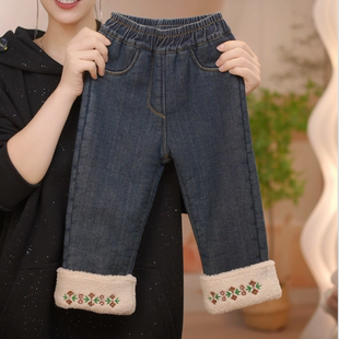 现货【加厚绒】FF317女童冬季加绒加厚脚口牛仔裤