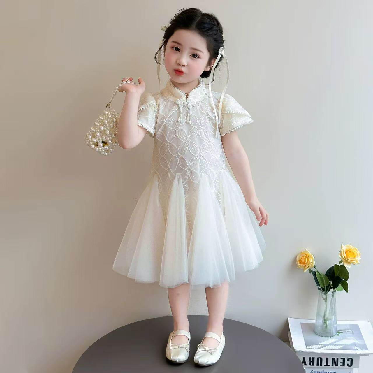 现货【白雪】ZC060女童夏季新中式国风高端仙气连衣礼服轻奢裙