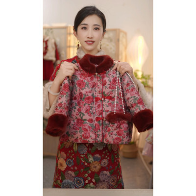 【玫瑰】SC874女童冬季夹棉国风新中式加厚保暖外套