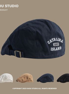 日系潮流街头反戴前进帽子男女嘻哈雅痞个性贝雷帽复古亲子画家帽