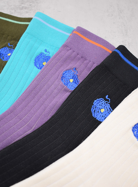 新款纯棉布尔索姆花朵刺绣ader袜子潮流男女韩版街头百搭中筒潮袜