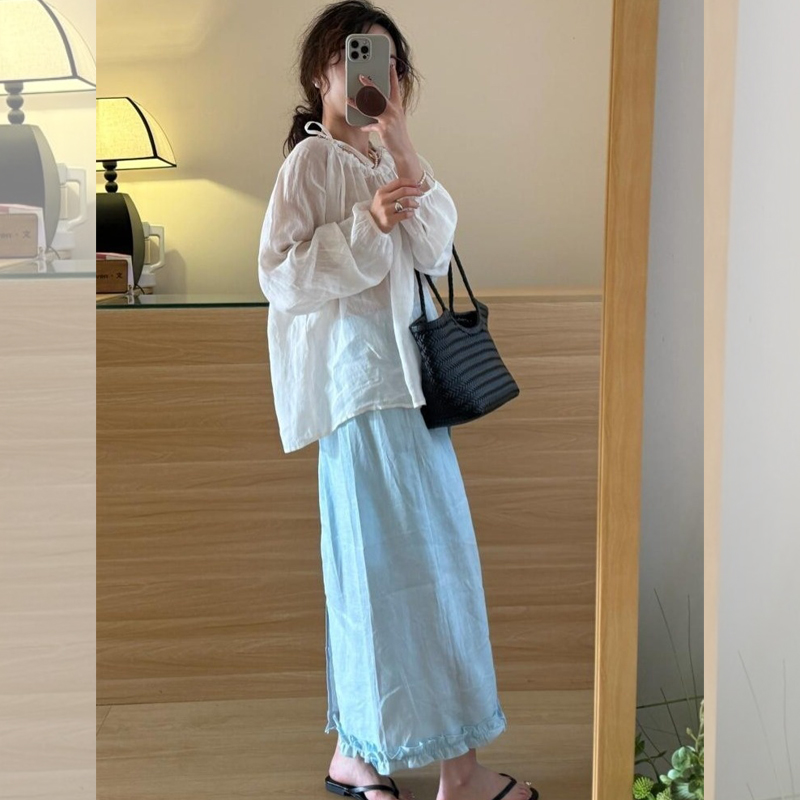 独特漂亮白色衬衫裙连衣裙子女2025初夏穿搭清冷松弛感半身裙套装