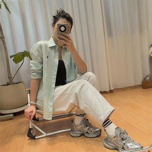 长袖 万众期待 小马刺绣翻领亚麻衬衫 款 衬衣12色 经典