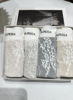 高颜值 贵妇LAP复古法式蕾丝点缀纯棉中腰裸感女士内裤