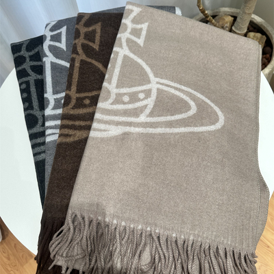 双面提花土星图案羊毛混纺大披肩