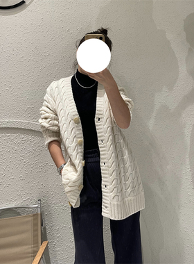 同步柜上 TH23秋冬新款复古羊绒羊毛麻花编织厚实外套开衫