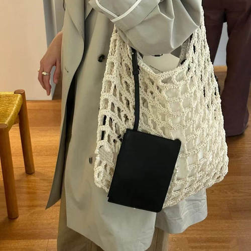 手工编织网兜设计小众单肩包包