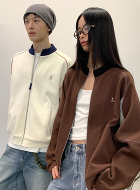 roaringwild a arch 咆哮野兽 拼接开衫夹克上衣情侣卫衣外套男女