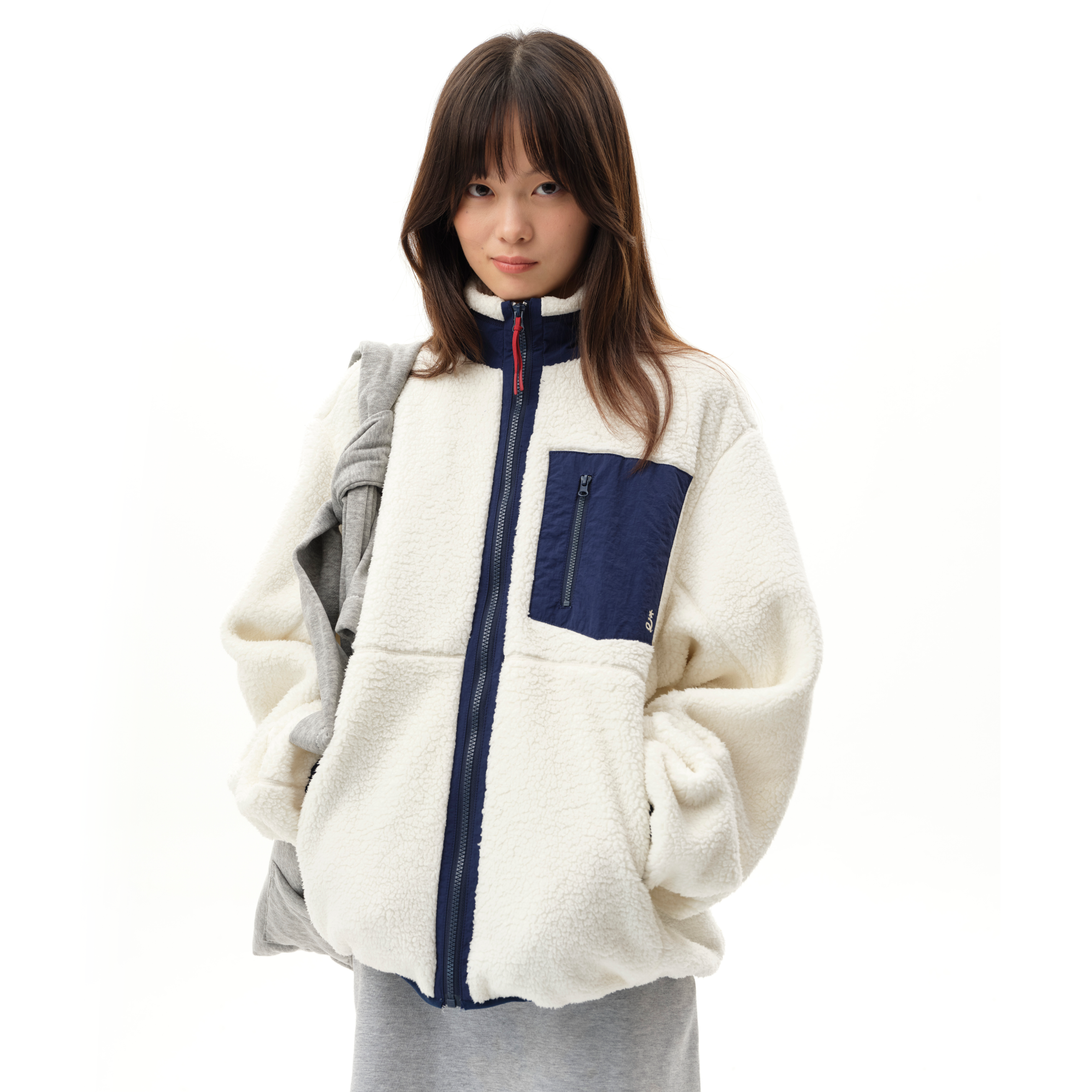 roaringwild白色摇粒绒美式外套