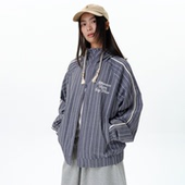 roaringwild 条纹休闲复古外套双拉链连帽夹克男 咆哮野兽 arch