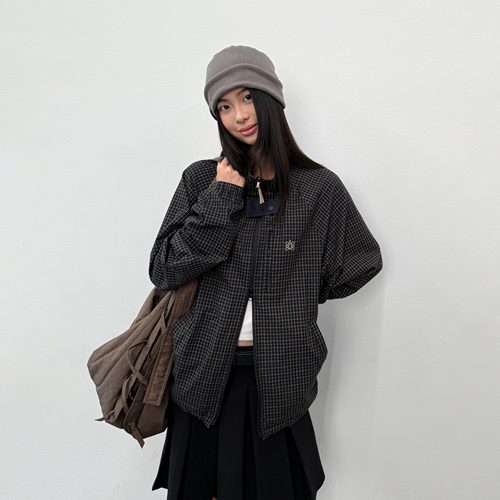 roaringwild黑色格纹夹克外套