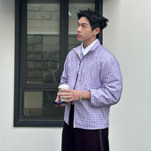roaringwild 紫色格纹双拉链休闲轻薄夹克外套男 咆哮野兽 arch