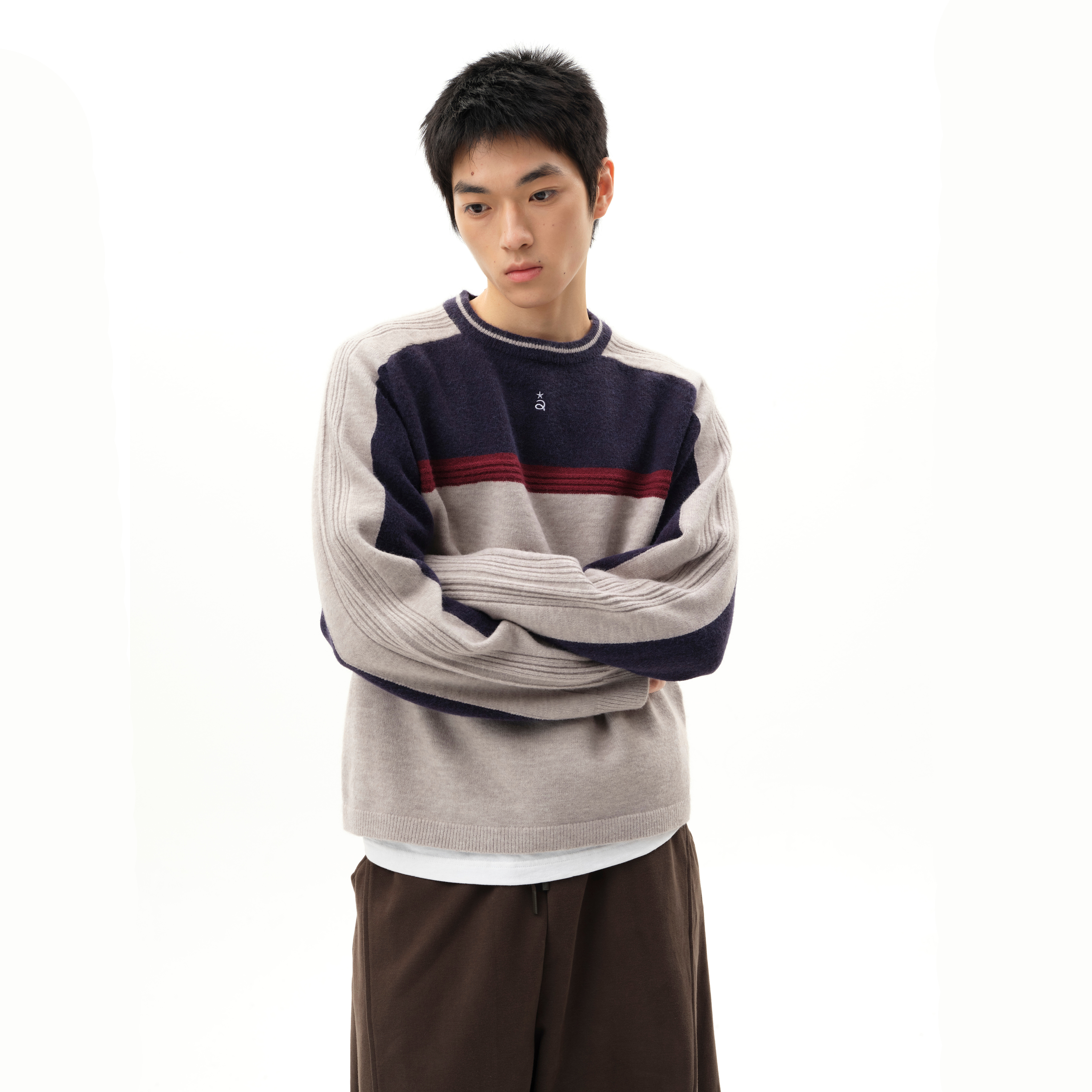 roaringwild撞色拼接针织衫毛衣