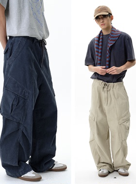 roaringwild a arch 咆哮野兽 水洗廓形宽松弯刀工装裤男休闲长裤