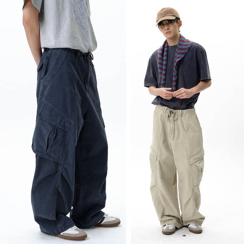 roaringwild a arch 咆哮野兽 水洗廓形宽松弯刀工装裤男休闲长裤 - 封面