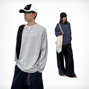 美式 arch 撞色明线长袖 上衣半拉链t恤男 咆哮野兽 roaringwild