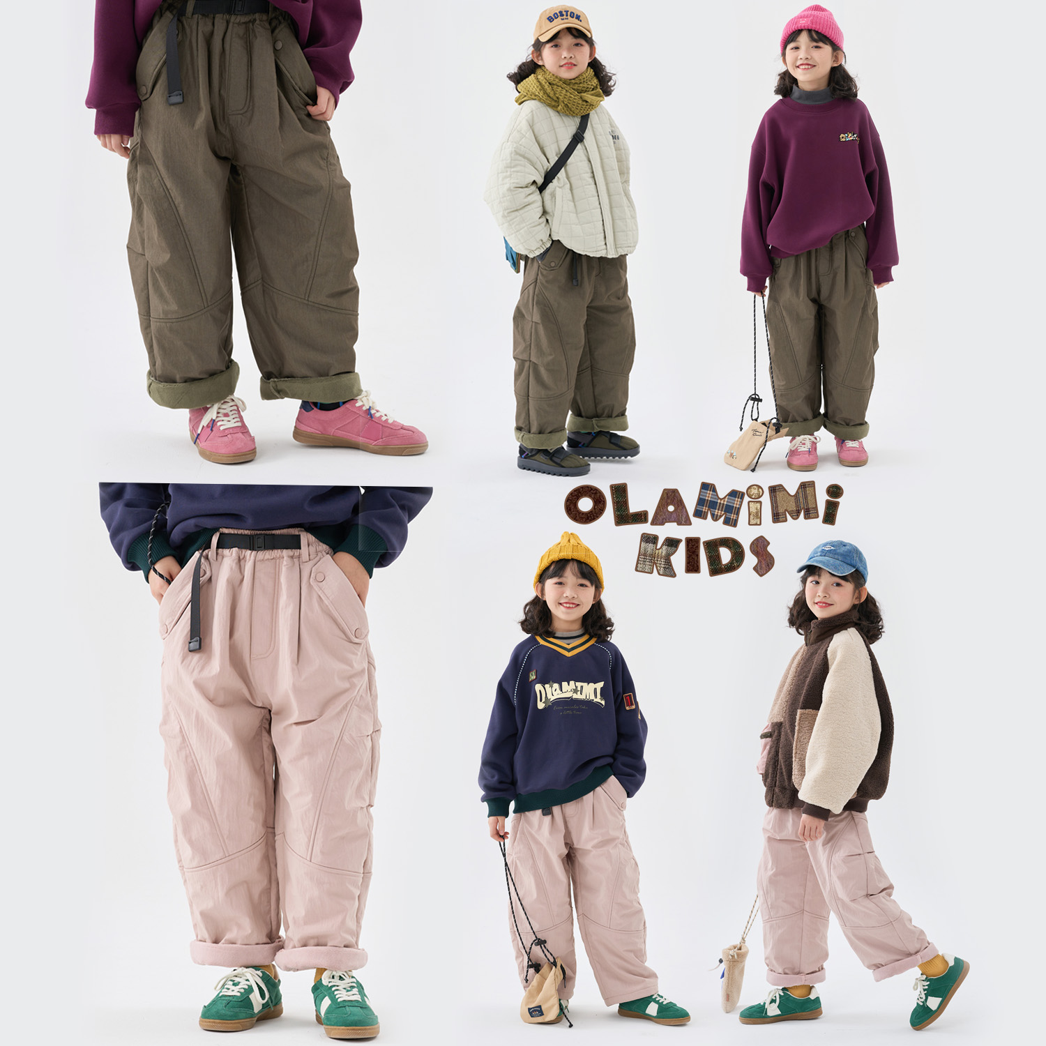 拼接长裤工装裤保暖潮感加绒保暖