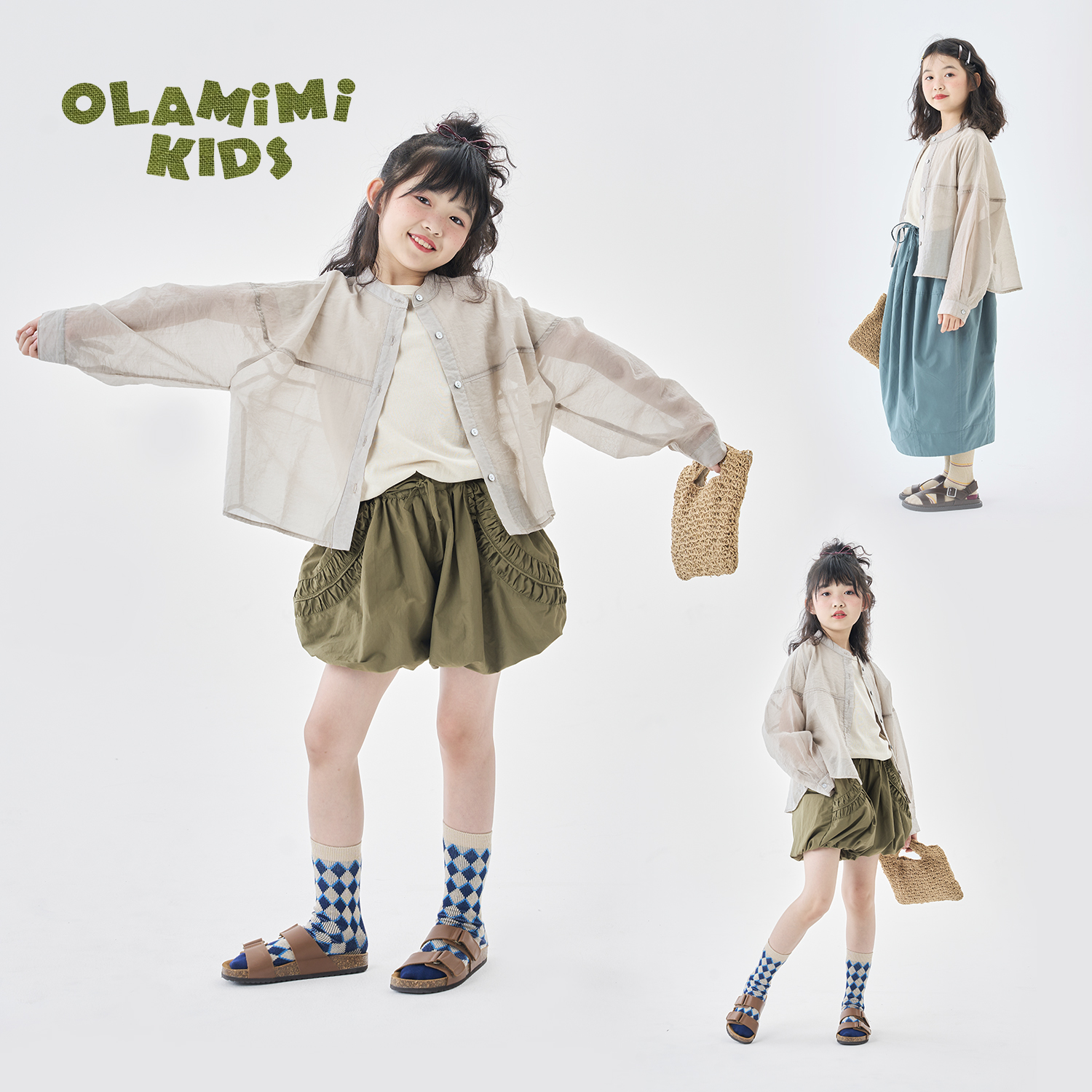 OLAMIMI定制 2025夏 亲子轻氧感浅木森凉感防晒衬衫茧形纱感开衫