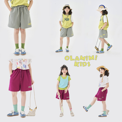 OLAMIMI活力抽绳华夫格五分短裤