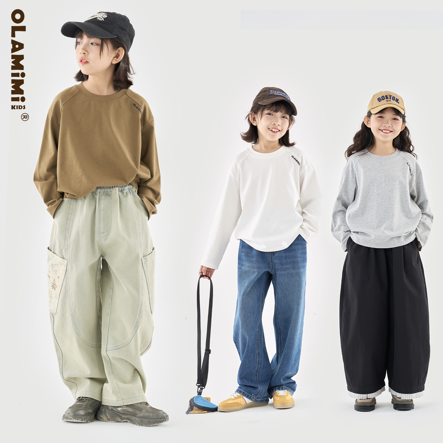 三色基础百搭刺绣长袖T恤打底衫