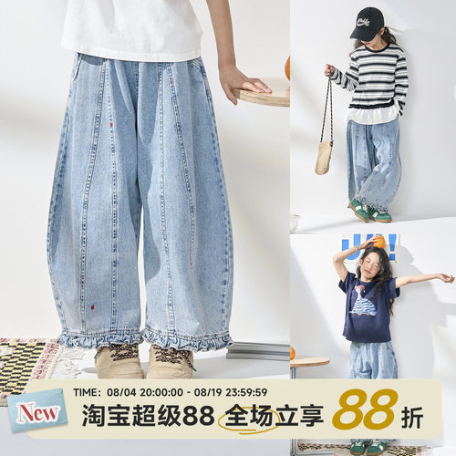 OLAMIMI儿童夏季木耳边弯刀裤