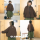 OLAMIMI 2025秋冬儿童亲子街头复古廓形抽绳立领抓绒夹克卫衣外套