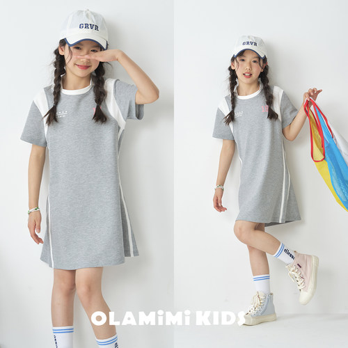 OLAMIMI亲子夏Polo领显瘦连衣裙