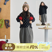 OLAMIMI儿童亲子2025冬黑夜小白星羊毛针织衫 亨利领下摆开叉毛衣