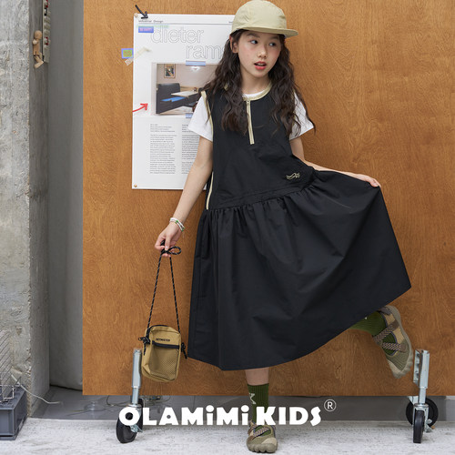 OLAMIMI儿童夏季半拉链连衣裙