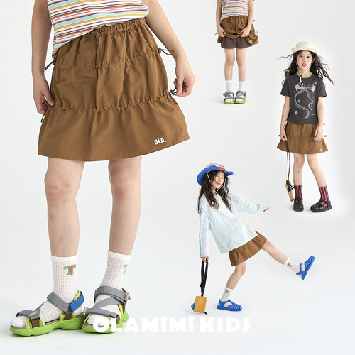 OLAMIMI女童户外工装A字短裙